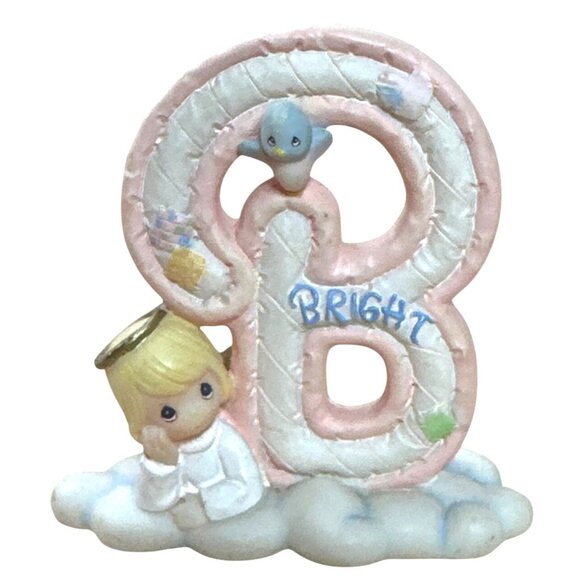 2002 Precious Moments Bright Letter B Figurine Angel Bird Porcelain Collectible - Picture 3 of 6